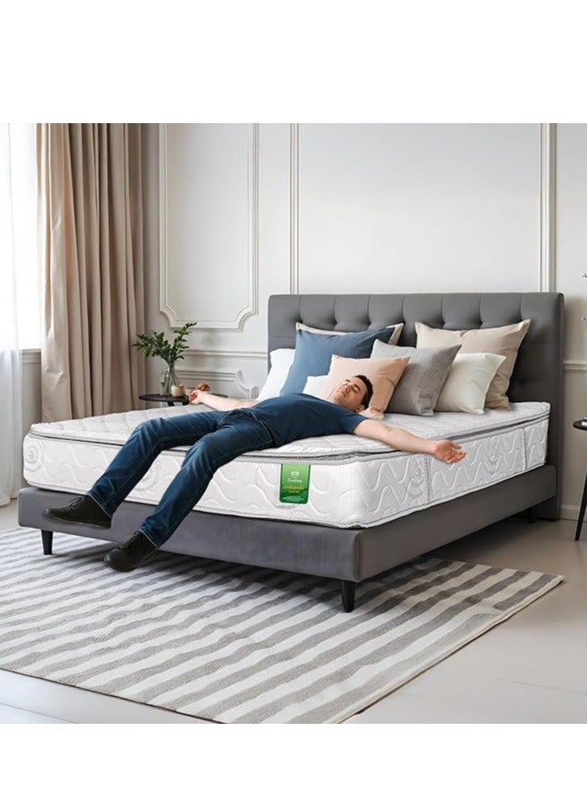 EASELIVING Orthopedic Pillow Top Mattress – 160x200x24 cm | Medium Firm Innerspring with Spine & Pressure Relief Support | Plush Pillowtop Comfort, Non-Flip Design & Breathable Fabric for Restful Sleep - Image 1