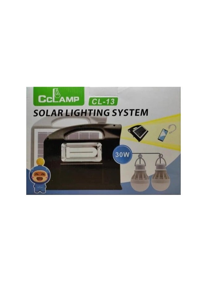 Solar Power System with a Flashlight, 2 Bulbs and a Mobile Charger Outlet, Suitable for Camping and Trips - Image 1