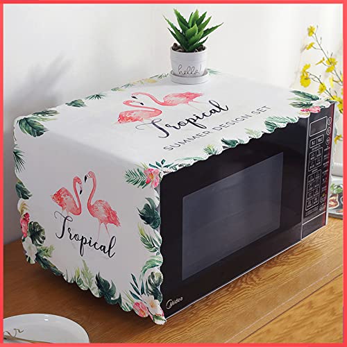 Wolpin Microwave Oven Dust Proof Cover (100 x 35 CM) | Flamingo Modern Design Kitchen Accessory | Protective Fabric Microwave Cover | Stylish Decorative Home Décor Cover for Daily Appliance Use - Image 1