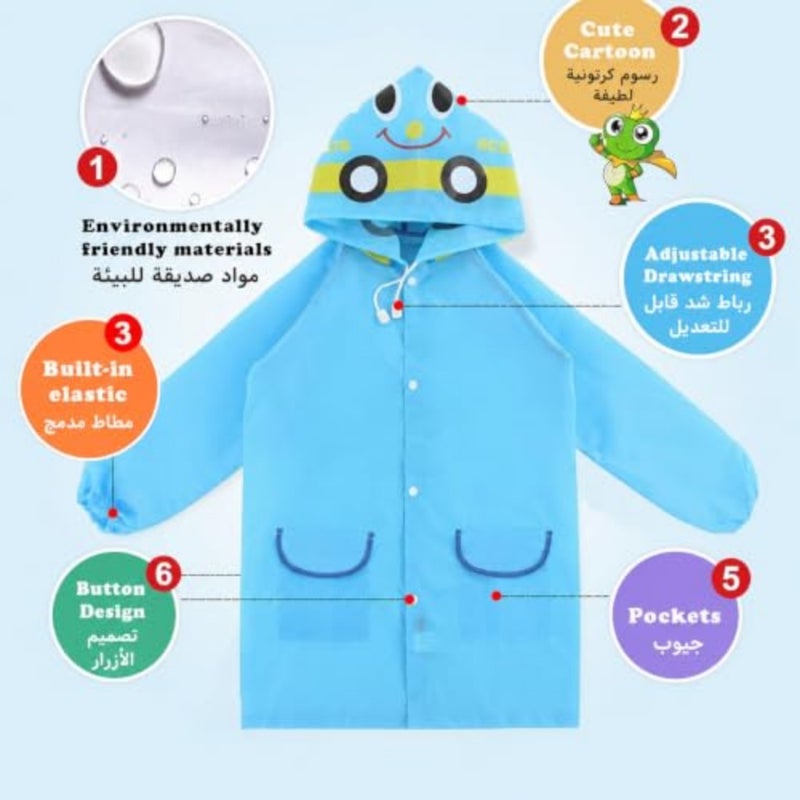 DMN DHT Waterproof Rain Suit, 3D Cartoon Hooded Lightweight Raincoat, Windproof for School, Garden, Travel, Outdoor Play - Image 5