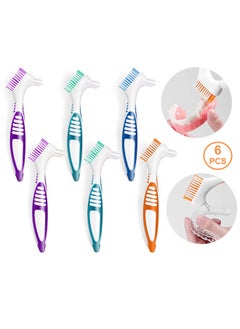 Ant 6Pcs Denture Brush Set, Denture Toothbrushes with Double Sided Design, Denture Cleaning Brush with Multi-Layered Soft Bristles and Rubber Anti-Slip Handle  - Image 1
