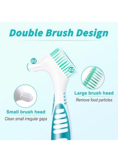 Ant 6Pcs Denture Brush Set, Denture Toothbrushes with Double Sided Design, Denture Cleaning Brush with Multi-Layered Soft Bristles and Rubber Anti-Slip Handle  - Image 2