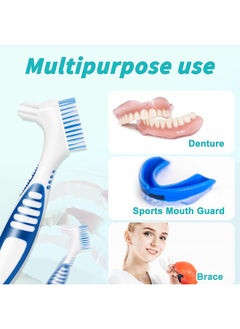 Ant 6Pcs Denture Brush Set, Denture Toothbrushes with Double Sided Design, Denture Cleaning Brush with Multi-Layered Soft Bristles and Rubber Anti-Slip Handle  - Image 3