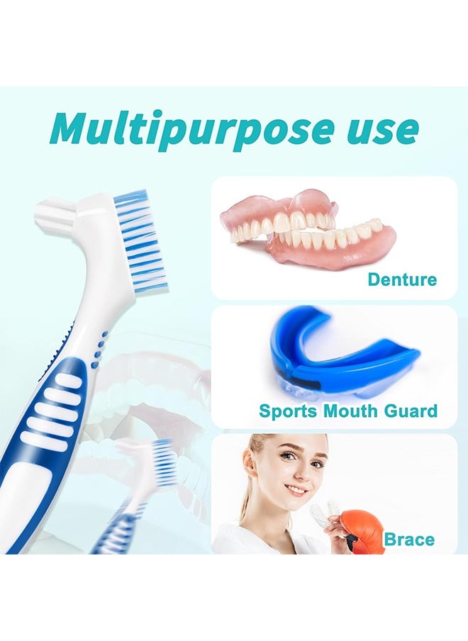 Ant - 6Pcs Denture Brush Set, Denture Toothbrushes with Double Sided Design, Denture Cleaning Brush with Multi-Layered Soft Bristles and Rubber Anti-Slip Handle - Image 1