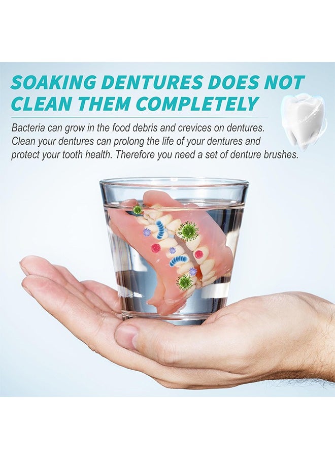 Ant - 6Pcs Denture Brush Set, Denture Toothbrushes with Double Sided Design, Denture Cleaning Brush with Multi-Layered Soft Bristles and Rubber Anti-Slip Handle - Image 1