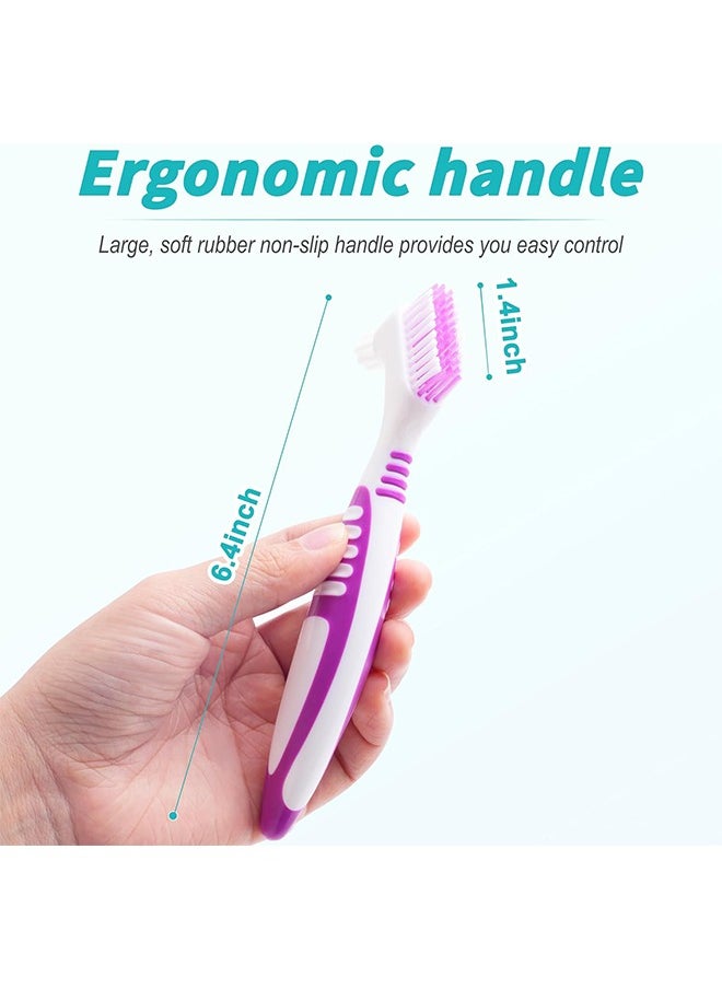 Ant - 6Pcs Denture Brush Set, Denture Toothbrushes with Double Sided Design, Denture Cleaning Brush with Multi-Layered Soft Bristles and Rubber Anti-Slip Handle - Image 1