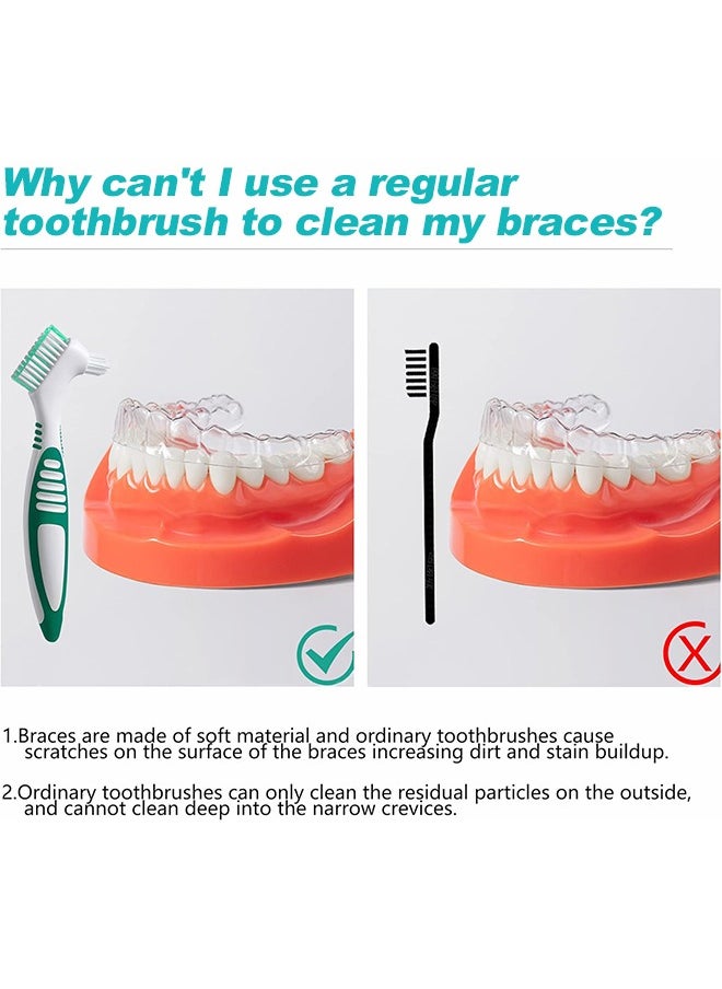 Ant - 6Pcs Denture Brush Set, Denture Toothbrushes with Double Sided Design, Denture Cleaning Brush with Multi-Layered Soft Bristles and Rubber Anti-Slip Handle - Image 1