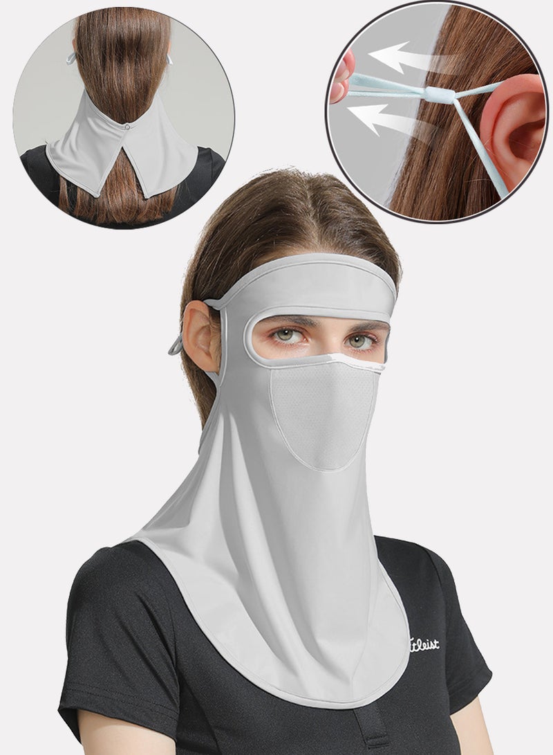 Generic Ice silk sunscreen mask, women's outdoor sunshade UV protection veil, ear and neck protector breathable mask gray  - Image 1