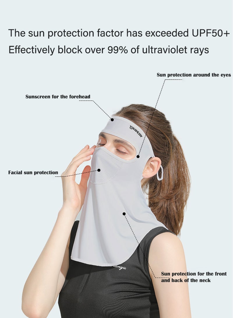 Generic Ice silk sunscreen mask, women's outdoor sunshade UV protection veil, ear and neck protector breathable mask gray  - Image 4