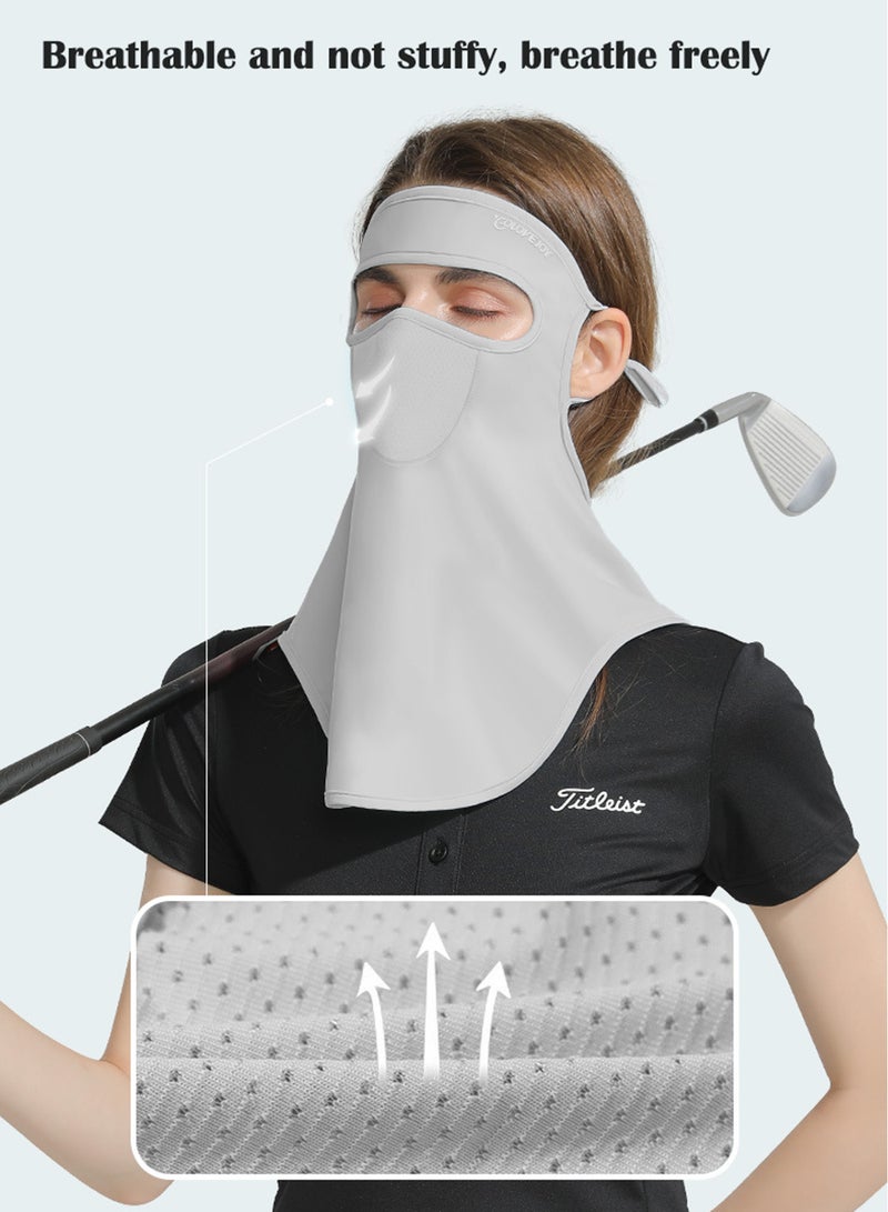 Generic Ice silk sunscreen mask, women's outdoor sunshade UV protection veil, ear and neck protector breathable mask gray  - Image 2