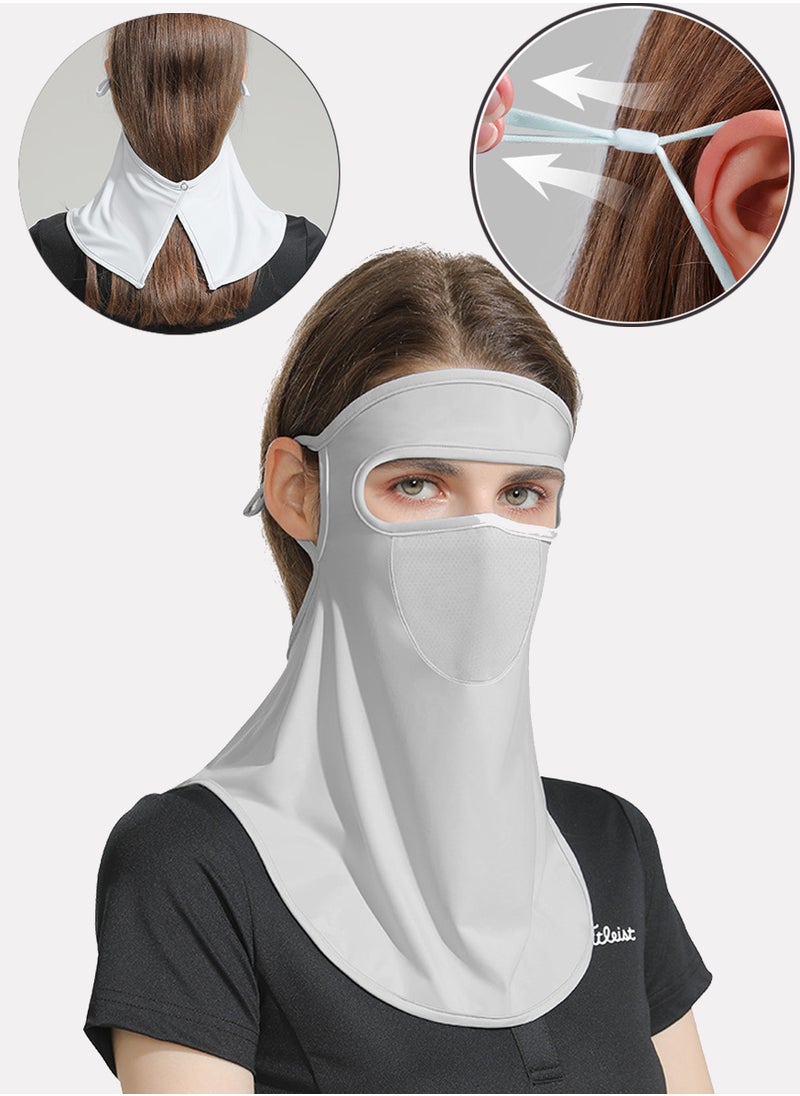 Generic Ice silk sunscreen mask, women's outdoor sunshade UV protection veil, ear and neck protector breathable mask gray  - Image 1