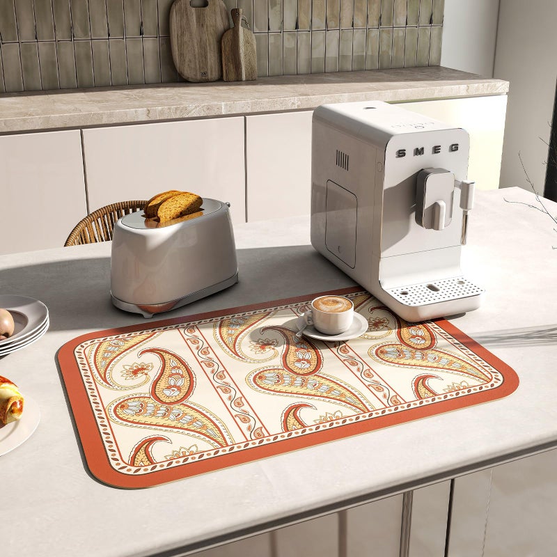 ISAENNE Designer Paisley PVC Placemats Set of 6, Red Classic Pattern Rectangular Placemat, Waterproof and Heat-Resistant Paisley Style,Decoration for Kitchen,Party,Dinning, New Year,12"*17" - Image 2
