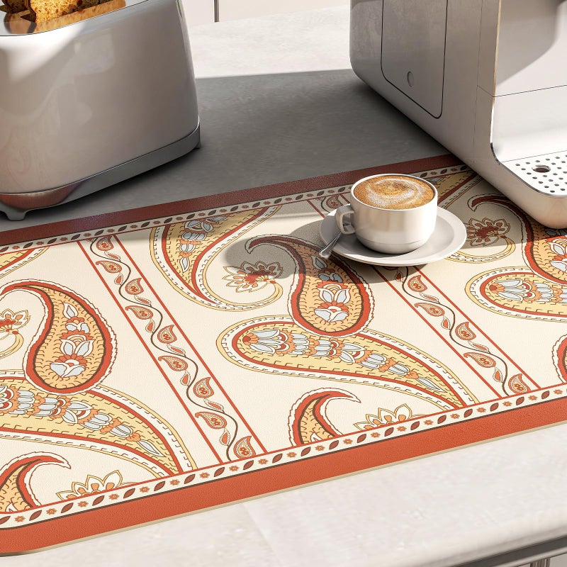 ISAENNE Designer Paisley PVC Placemats Set of 6, Red Classic Pattern Rectangular Placemat, Waterproof and Heat-Resistant Paisley Style,Decoration for Kitchen,Party,Dinning, New Year,12"*17" - Image 4
