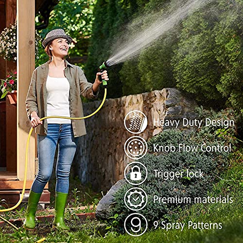 EPISKEY® Heavy Duty Expandable Garden Hose - Flexible Water Pipe with Double Latex Core, 8 Pattern Spray Gun, Braided Outer Layer - Small No Kink Hose (Size : 1/2 inch - Length: 15M_GUN) - Image 4