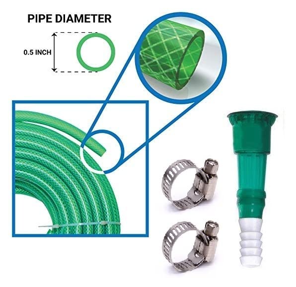 EPISKEY® Heavy Duty Expandable Garden Hose - Flexible Water Pipe with Double Latex Core, 8 Pattern Spray Gun, Braided Outer Layer - Small No Kink Hose (Size : 1/2 inch - Length: 15M_GUN) - Image 3
