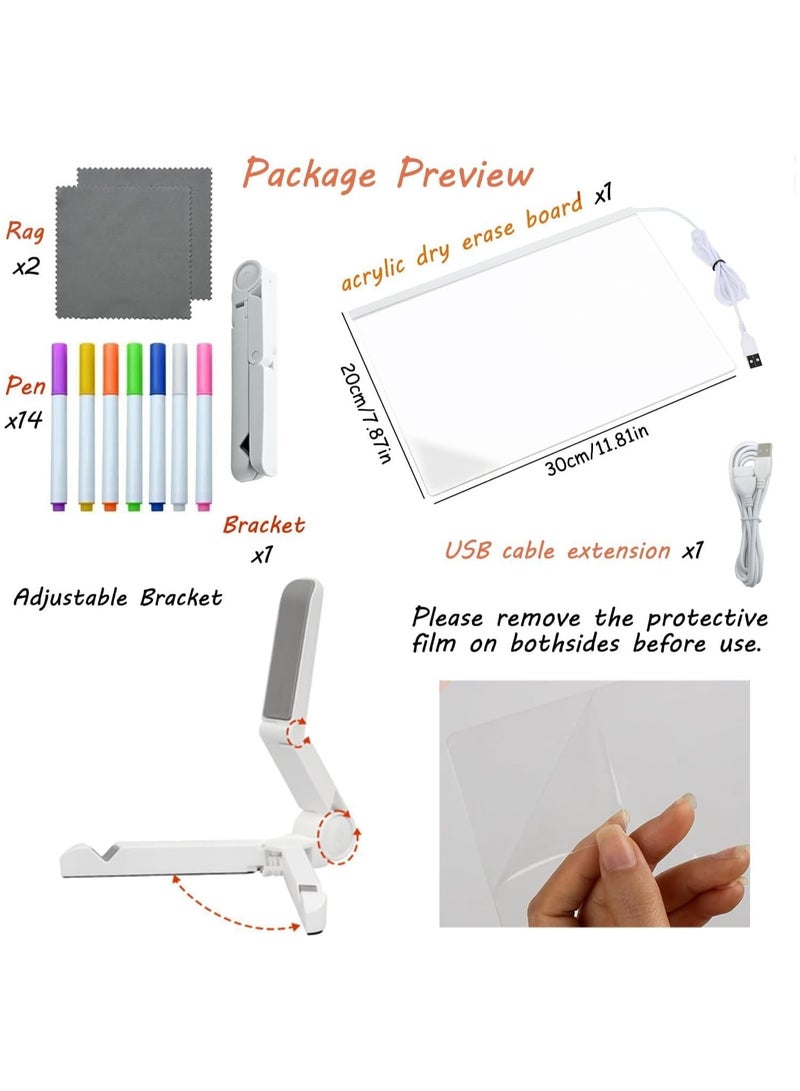 Somer Field LED Aclyric Writing Note Lamp with Colors Acrylic Writing Desk Lamp with Light and Stand As Glowing Memo Glass Drawing Message writing lamp with 7 Color Pens for Restaurant, Office & Home - Image 4