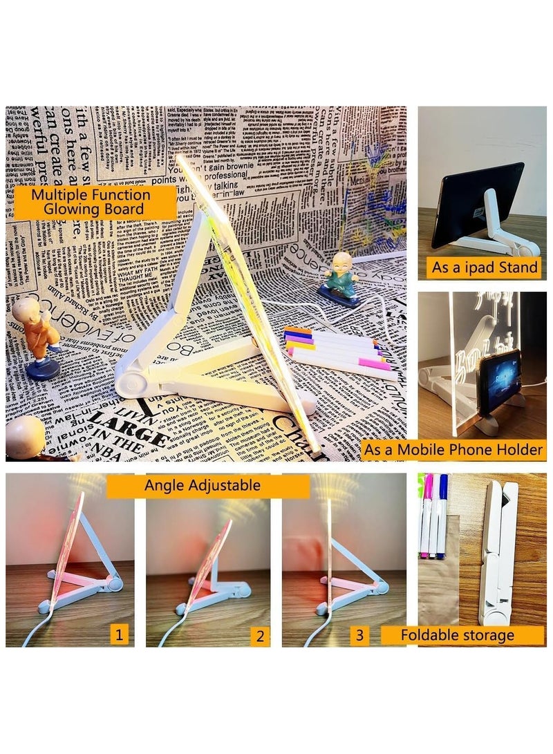 Somer Field LED Aclyric Writing Note Lamp with Colors Acrylic Writing Desk Lamp with Light and Stand As Glowing Memo Glass Drawing Message writing lamp with 7 Color Pens for Restaurant, Office & Home - Image 5