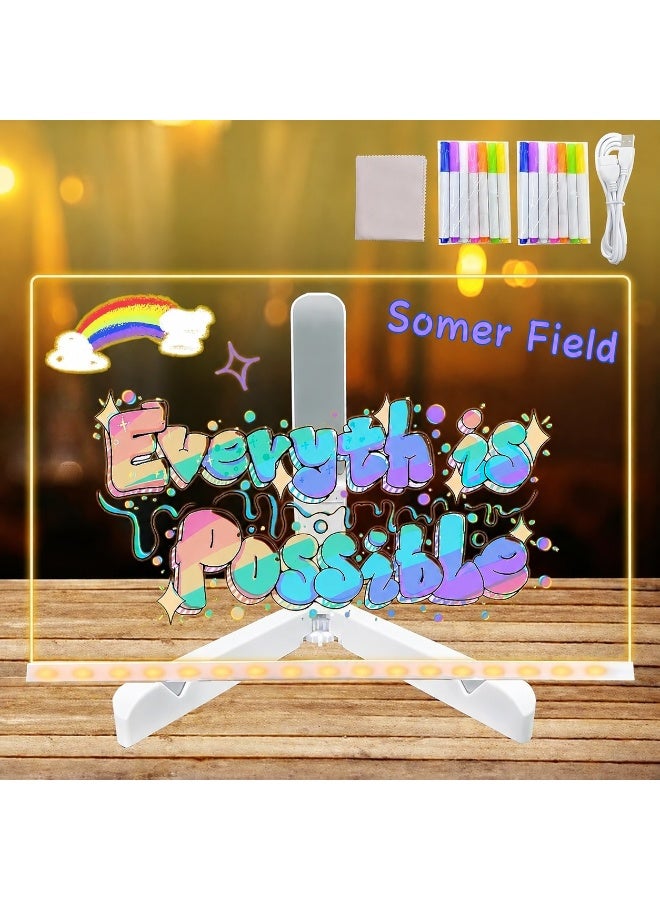 Somer Field LED Aclyric Writing Note Lamp with Colors Acrylic Writing Desk Lamp with Light and Stand As Glowing Memo Glass Drawing Message writing lamp with 7 Color Pens for Restaurant, Office & Home - Image 1