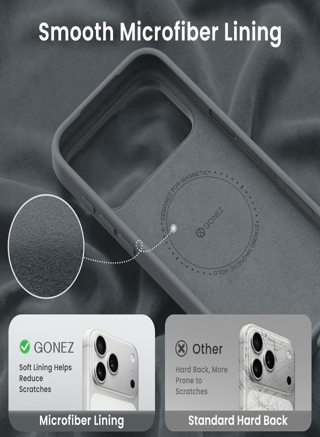 GONEZ Magnetic for iPhone 17 Pro Max Case, Silicone Cover Dark Grey - Image 5