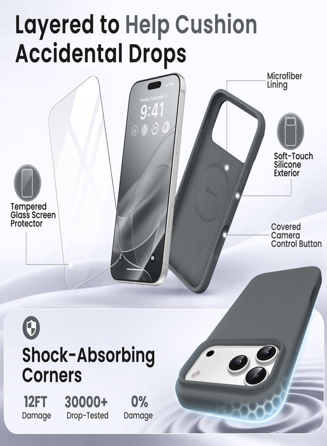 GONEZ Magnetic for iPhone 17 Pro Max Case, Silicone Cover Dark Grey - Image 4