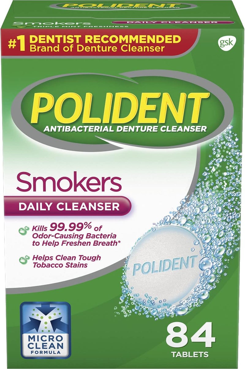 Polident Smokers Antibacterial Denture Cleanser Tablets - 84 Count - Image 1