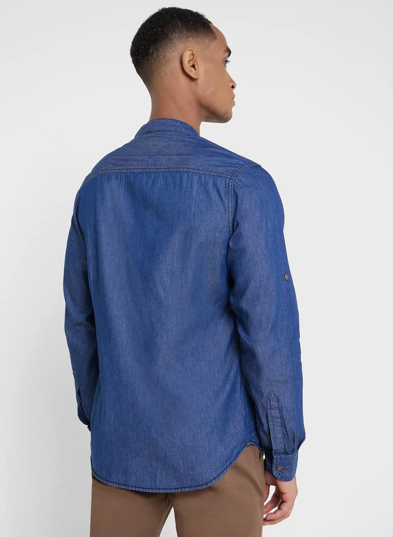 Thomas Scott Thomas Scott Men Blue Smart Slim Fit Opaque Casual Shirt