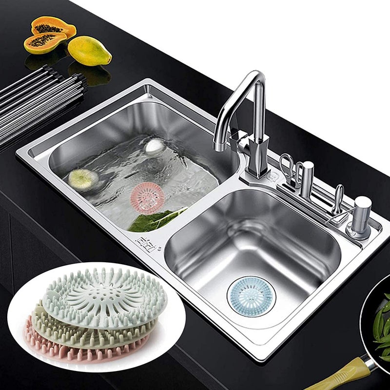 Trifecta غطاء تصريف الشعر ثلاثي الأبعاد لحمام السباحة غطاء تصريف الشعر سيليكون فخ الشعر العالمي لفتحات تصريف الحمام حوض الاستحمام حوض المطبخ (عبوة -3) - Image 3