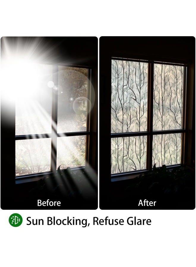 DKTIE Static Cling Decorative Window Film Vinyl Non Adhesive Privacy Film,Stained Glass Window Film for Bathroom Shower Door Heat Cotrol Anti UV 17.7In.By 78.7In.(45x200cm) Multi - Image 3