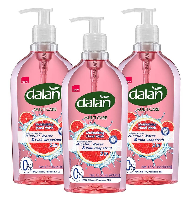 Dalan Pink Grapefruit Multicare Ultra Moisturizing Liquid Hand Soap for Normal and Dry Hands Fresh Clean and Soft Feeling 135 Fl Oz  400 mL Pack of 3