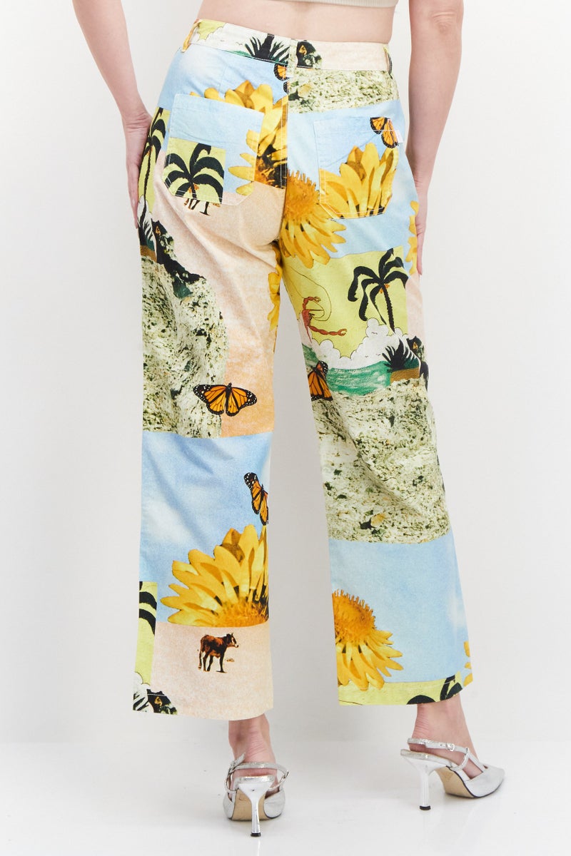 Misfit Women Allover Printed Wide Leg Pant, Multicolor - Image 3