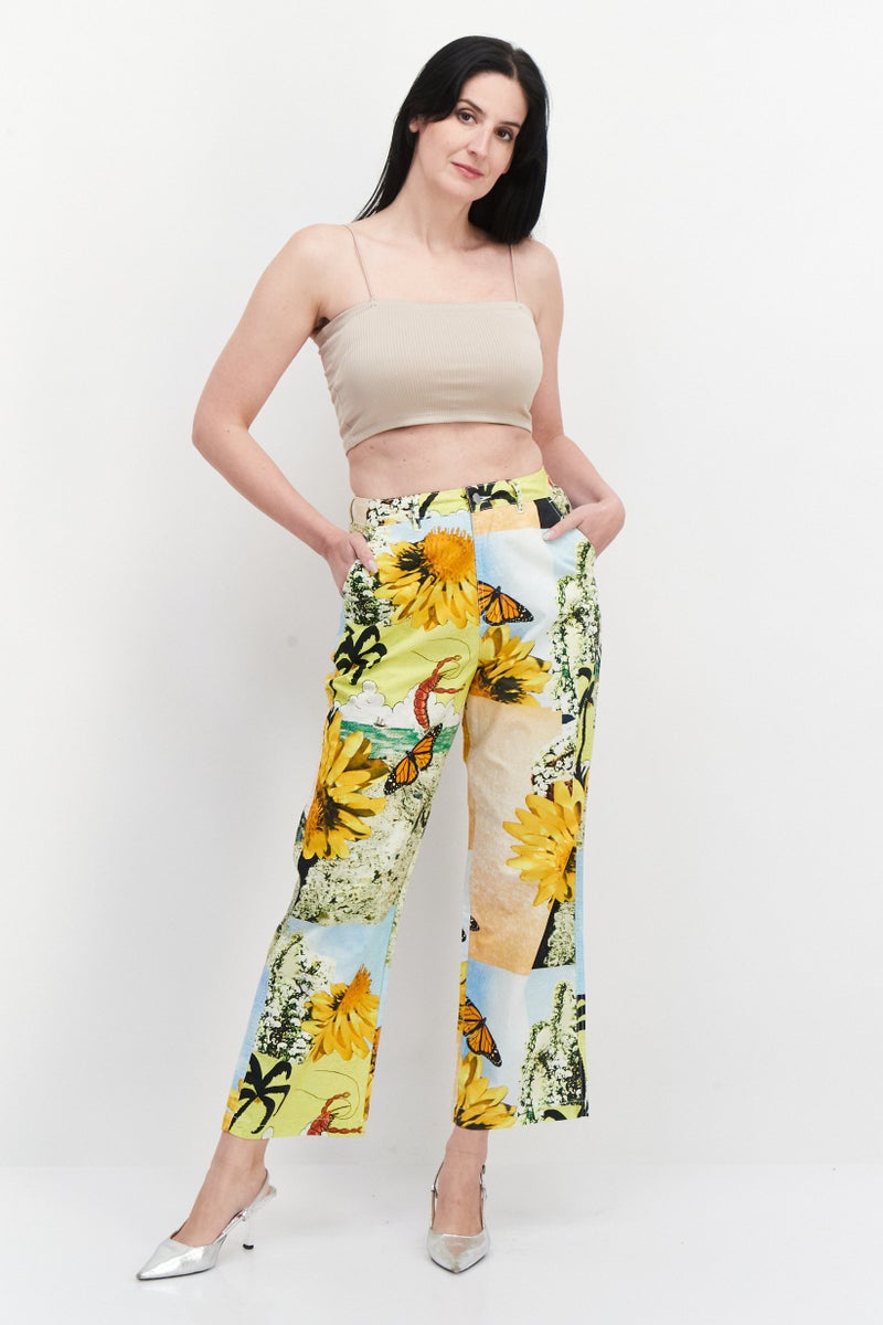 Misfit Women Allover Printed Wide Leg Pant, Multicolor - Image 4