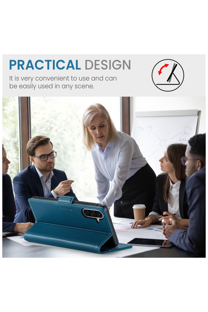 CaseMe Flip Wallet Case For Samsung Galaxy A36 5G RFID Blocking PU Leather Wallet Flip Folio Case with Card Holder Kickstand Shockproof Phone Cover - Blue - Image 5