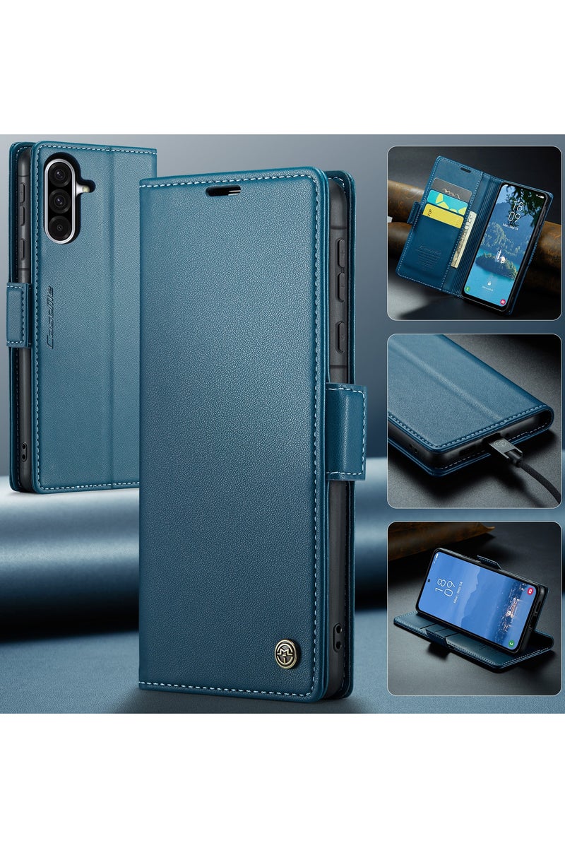 CaseMe Flip Wallet Case For Samsung Galaxy A36 5G RFID Blocking PU Leather Wallet Flip Folio Case with Card Holder Kickstand Shockproof Phone Cover - Blue - Image 4