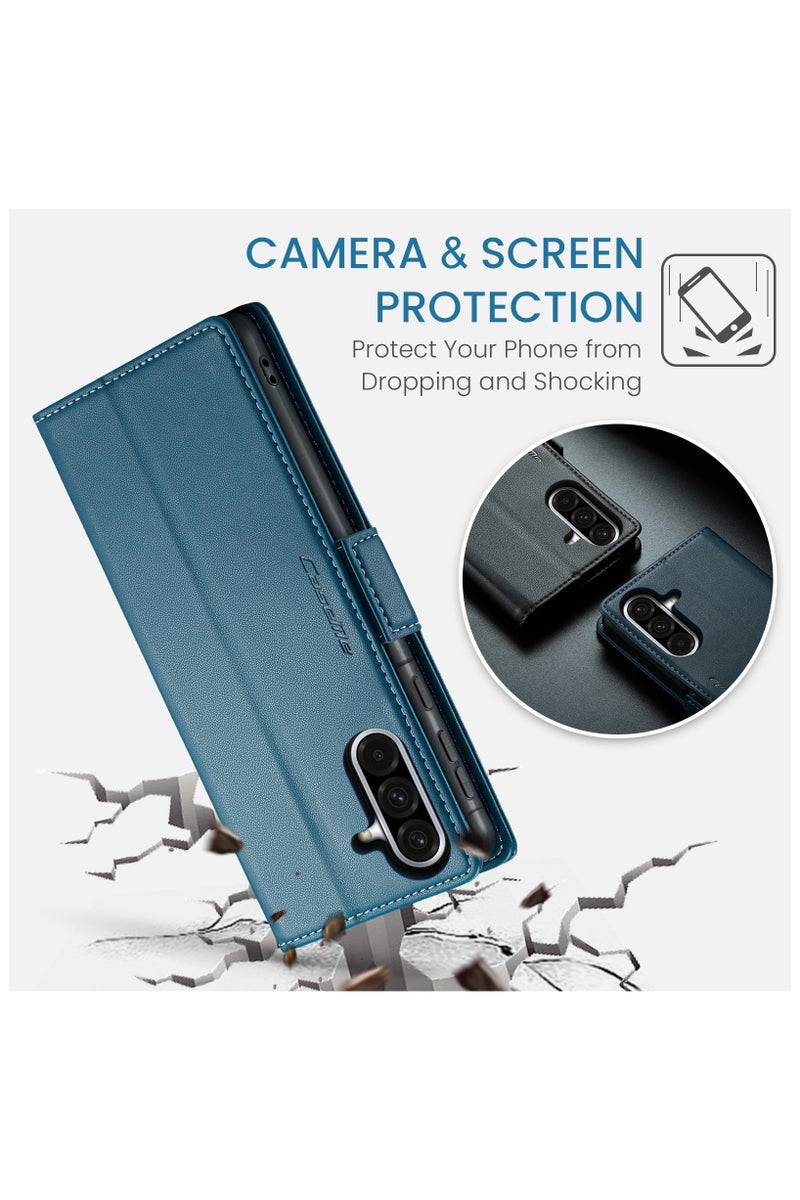 CaseMe Flip Wallet Case For Samsung Galaxy A36 5G RFID Blocking PU Leather Wallet Flip Folio Case with Card Holder Kickstand Shockproof Phone Cover - Blue - Image 3