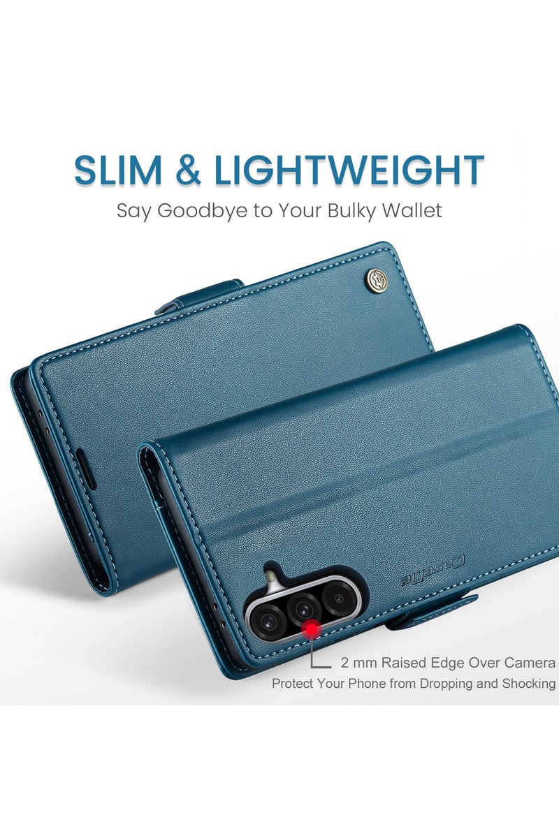 CaseMe Flip Wallet Case For Samsung Galaxy A36 5G RFID Blocking PU Leather Wallet Flip Folio Case with Card Holder Kickstand Shockproof Phone Cover - Blue - Image 2