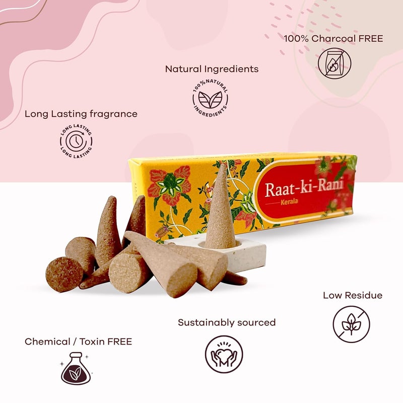 Nyassa Shades of India Luxury Incense Dhoop Cones Gift Set Premium Collection of 5 Dhoop Cones and 6 Handcrafted Incense Stick Floral Woody Aromatic Home Fragrance Collection - Image 4