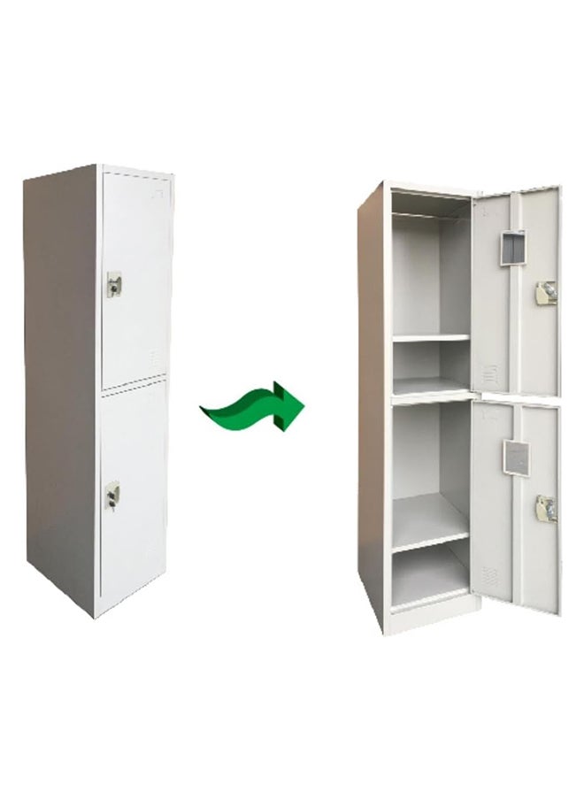 MAF furniture خزانة تخزين الملفات Maf-2T ذات البابين والمفاتيح من الفولاذ المقاوم للصدأ للمنزل والمكتب والمدرسة والقاعات وأماكن العمل والمستشفيات والصالات الرياضية والمصانع والبنك وخزانة الأموال  - Image 2
