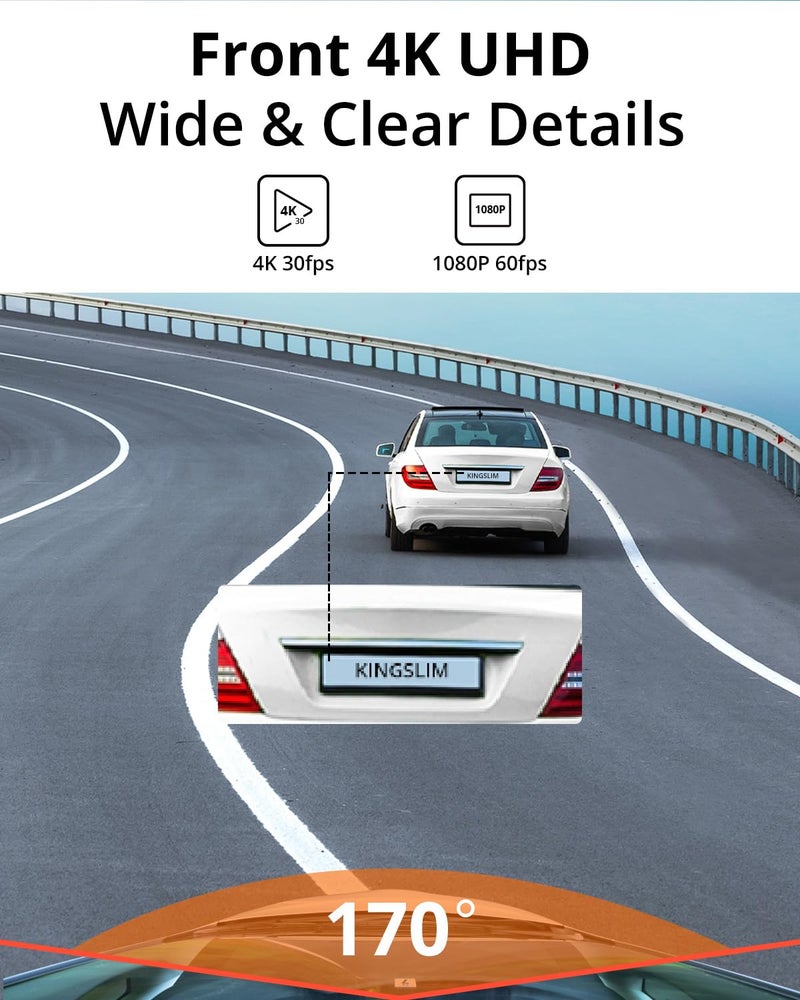 Kingslim D5-4K Dash Cam with WiFi - Front Dash Camera for Cars with GPS and Speed, Sony Night Vision, Support APP and 256GB Max - Image 3