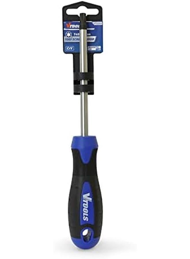 VTOOLS T40 Torx Screwdriver With Magnetic Black Tip And Ergonomic Grip Professional And Multi Purpose Screwdriver 8X125Mm Perfect For Work And Home Use Vt2203 - Image 4