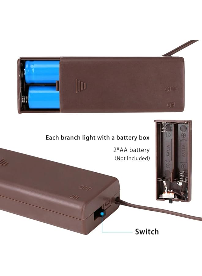إيروريكس مجموعة من 3 أغصان شجرية صناعية مضاءة باللون الأبيض الدافئ، 60 مصباح ليد، أغصان شجرية صناعية من الصفصاف لتزيين المنزل والحفلات والعطلات، تعمل بالبطارية - Image 5