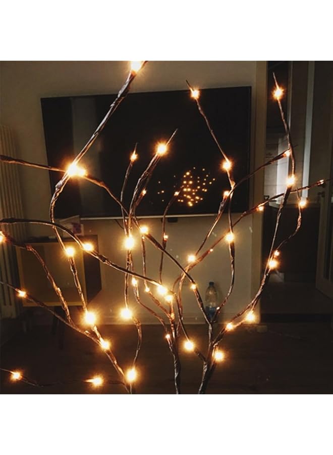 إيروريكس مجموعة من 3 أغصان شجرية صناعية مضاءة باللون الأبيض الدافئ، 60 مصباح ليد، أغصان شجرية صناعية من الصفصاف لتزيين المنزل والحفلات والعطلات، تعمل بالبطارية - Image 2