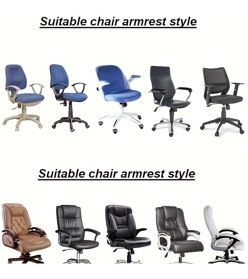 Black Removable Washable Office Chair Armrest Slipcovers Pads - Image 3