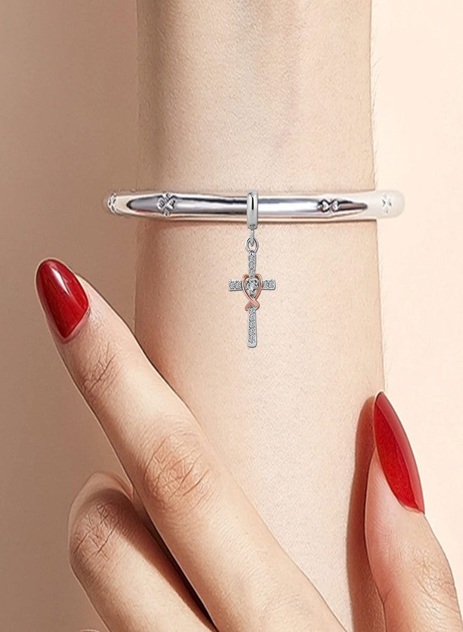 KunBead Cross I Can Do All Things Bible Rose Gold Tone Infinity Dangle Charms Compatible with Pandora Bracelet Necklace Birthday Jewelry Gifts for Women - Image 4