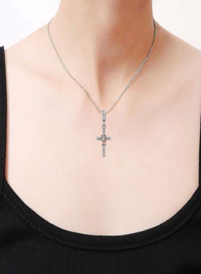 KunBead Cross I Can Do All Things Bible Rose Gold Tone Infinity Dangle Charms Compatible with Pandora Bracelet Necklace Birthday Jewelry Gifts for Women - Image 5