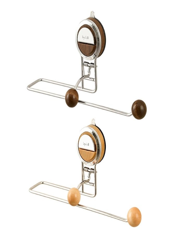 MUGATH Paper Towel Holder Wall Mount No Drill, Self Adhesive Stainless Steel Paper Towel Roll Holder with Walnut Finish, Under Cabinet Kitchen Towel Rack for Bathroom, Sink, Pantry, Fridge Organizer - Image 3