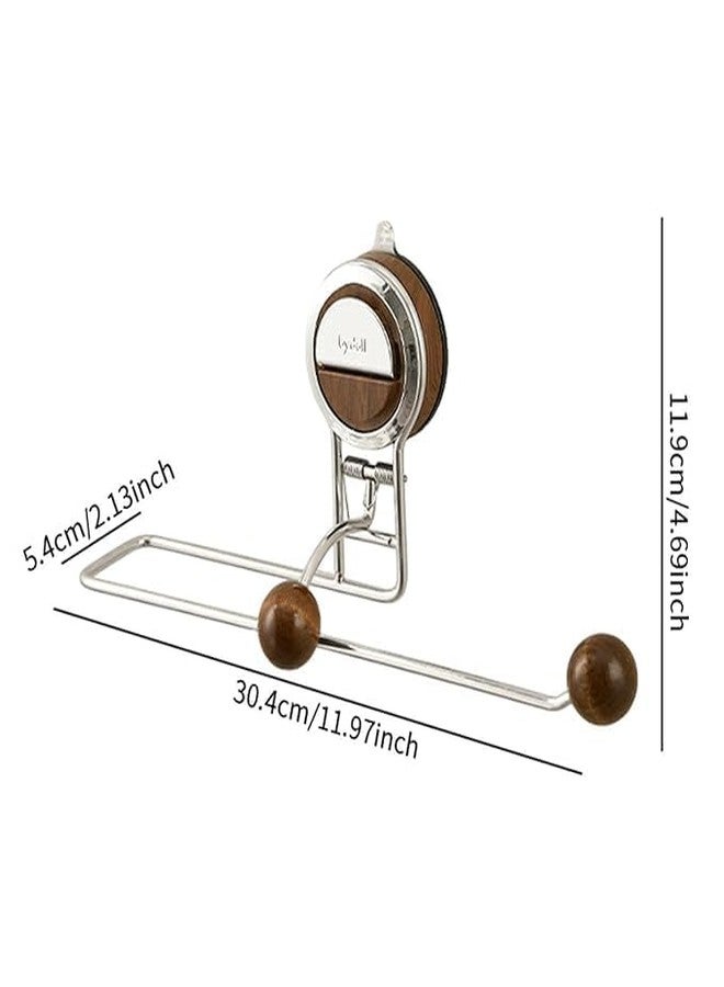 MUGATH Paper Towel Holder Wall Mount No Drill, Self Adhesive Stainless Steel Paper Towel Roll Holder with Walnut Finish, Under Cabinet Kitchen Towel Rack for Bathroom, Sink, Pantry, Fridge Organizer - Image 2
