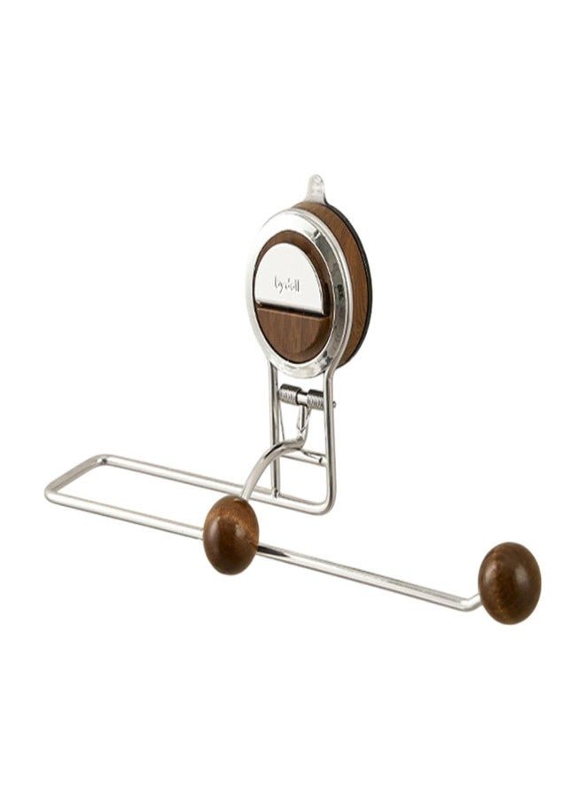 MUGATH Paper Towel Holder Wall Mount No Drill, Self Adhesive Stainless Steel Paper Towel Roll Holder with Walnut Finish, Under Cabinet Kitchen Towel Rack for Bathroom, Sink, Pantry, Fridge Organizer - Image 1