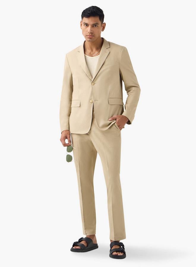 ايكونيك بليزر كتان بأزرار وياقة مشقوقة وأكمام طويلة وجيوب - Image 2