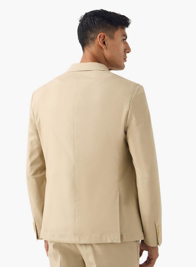 ايكونيك بليزر كتان بأزرار وياقة مشقوقة وأكمام طويلة وجيوب - Image 3