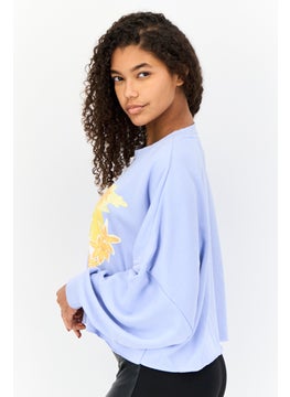 adidas Originals Women Sportswear Fit Long Sleeves Outdoor Sweatshirt, Pastel Blue  - Image 2